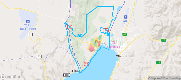 מפה של אילת — תחומי העיר מסומנים