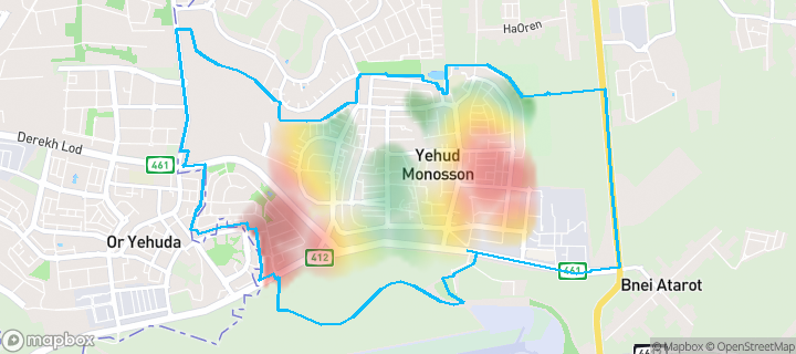 מפה של יהוד מונוסון — תחומי העיר מסומנים
