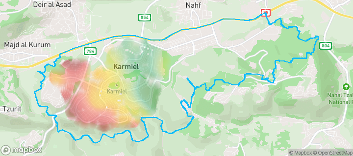 מפה של כרמיאל — תחומי העיר מסומנים