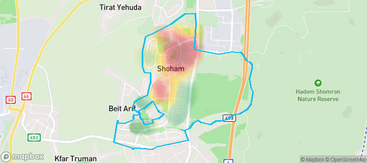 מפה של שהם — תחומי העיר מסומנים