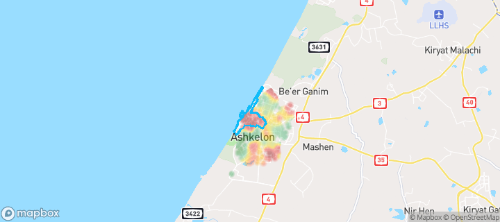 מפת חום של מחירי הנדל"ן בשכונת אפרידר, אשקלון — אזורים יקרים בגווני חם, אזורים זולים בגווני קר