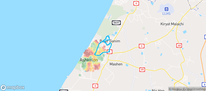 מפת חום של מחירי הנדל"ן בשכונת עיר היין, אשקלון — אזורים יקרים בגווני חם, אזורים זולים בגווני קר