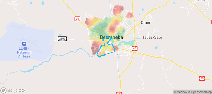 מפת חום של מחירי הנדל"ן בשכונת נווה נוי, באר שבע — אזורים יקרים בגווני חם, אזורים זולים בגווני קר