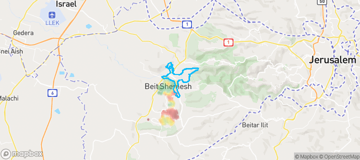 מפת חום של מחירי הנדל"ן בשכונת קנה בושם, בית שמש — אזורים יקרים בגווני חם, אזורים זולים בגווני קר