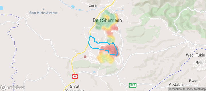 מפת חום של מחירי הנדל"ן בשכונת רמת אברהם, בית שמש — אזורים יקרים בגווני חם, אזורים זולים בגווני קר