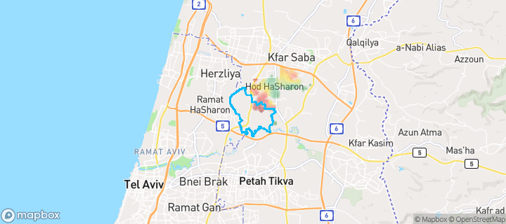 מפת חום של מחירי הנדל"ן בשכונת נווה הדר, הוד השרון — אזורים יקרים בגווני חם, אזורים זולים בגווני קר