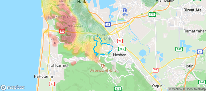 מפת חום של מחירי הנדל"ן בשכונת זיו, חיפה — אזורים יקרים בגווני חם, אזורים זולים בגווני קר