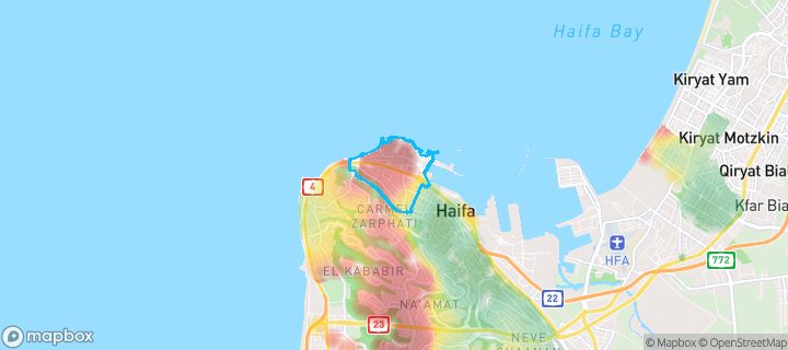 מפת חום של מחירי הנדל"ן בשכונת קריית אליעזר, חיפה — אזורים יקרים בגווני חם, אזורים זולים בגווני קר