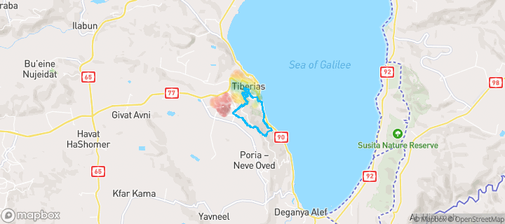 מפת חום של מחירי הנדל"ן בשכונת גאולים, טבריה — אזורים יקרים בגווני חם, אזורים זולים בגווני קר