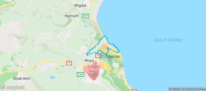 מפת חום של מחירי הנדל"ן בשכונת דוד רמז, טבריה — אזורים יקרים בגווני חם, אזורים זולים בגווני קר