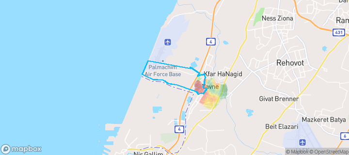 מפת חום של מחירי הנדל"ן בשכונת נווה אילן, יבנה — אזורים יקרים בגווני חם, אזורים זולים בגווני קר