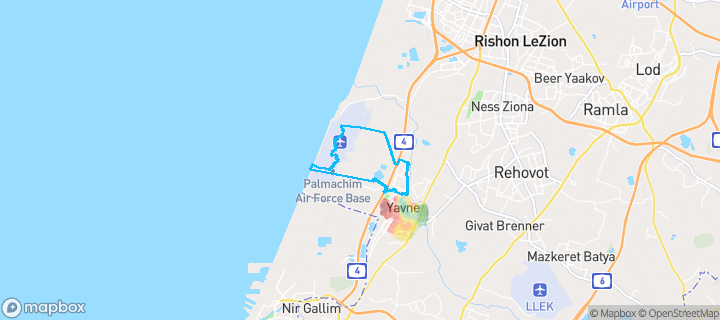 מפת חום של מחירי הנדל"ן בשכונת צפון, יבנה — אזורים יקרים בגווני חם, אזורים זולים בגווני קר