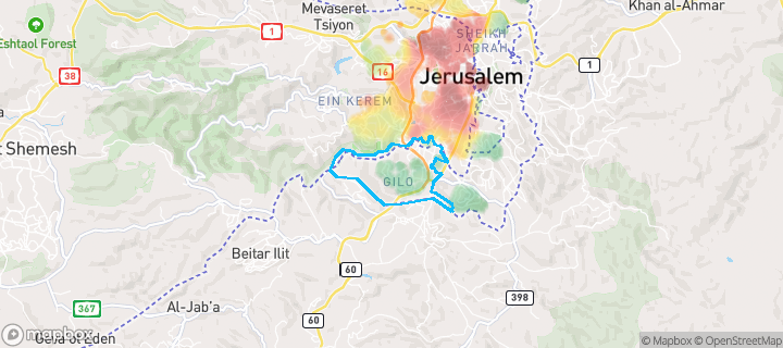מפת חום של מחירי הנדל"ן בשכונת שרפאת, ירושלים — אזורים יקרים בגווני חם, אזורים זולים בגווני קר