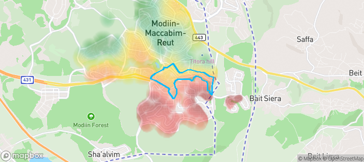 מפת חום של מחירי הנדל"ן בשכונת משואה, מודיעין מכבים רעות — אזורים יקרים בגווני חם, אזורים זולים בגווני קר