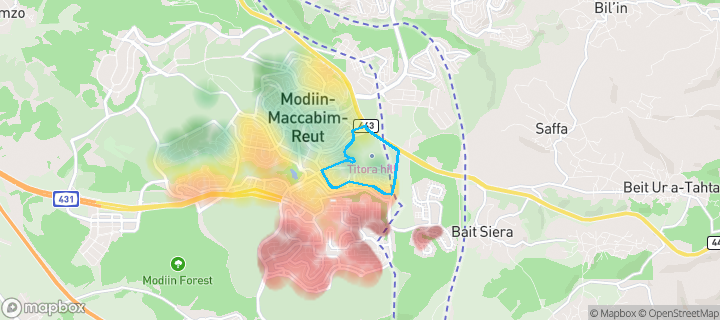 מפת חום של מחירי הנדל"ן בשכונת הנחלים, מודיעין-מכבים-רעות — אזורים יקרים בגווני חם, אזורים זולים בגווני קר