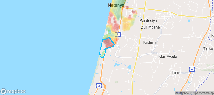 מפת חום של מחירי הנדל"ן בשכונת מכון וינגייט, נתניה — אזורים יקרים בגווני חם, אזורים זולים בגווני קר