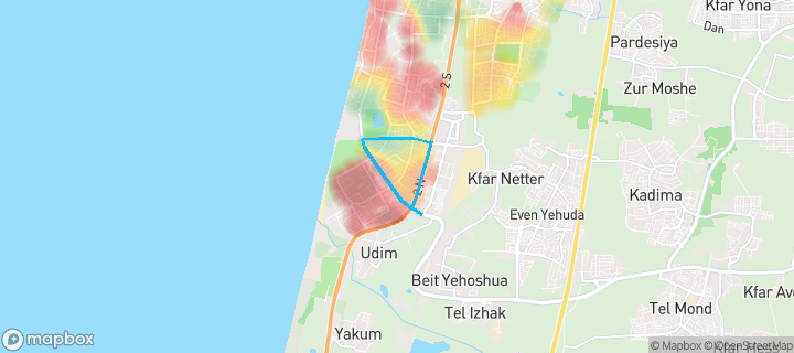מפת חום של מחירי הנדל"ן בשכונת קריית נורדאו, נתניה — אזורים יקרים בגווני חם, אזורים זולים בגווני קר