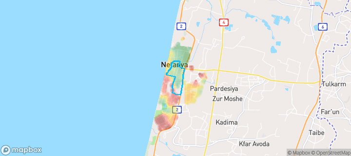 מפת חום של מחירי הנדל"ן בשכונת רמת אפרים, נתניה — אזורים יקרים בגווני חם, אזורים זולים בגווני קר