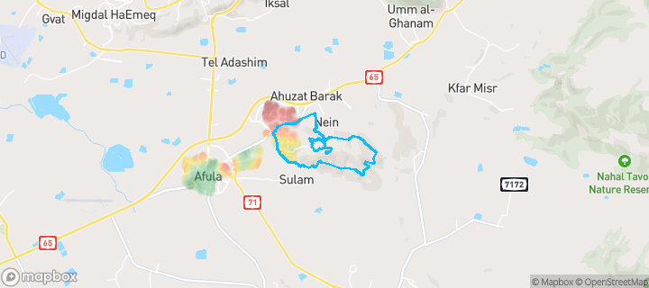מפת חום של מחירי הנדל"ן בשכונת גבעת המורה, עפולה — אזורים יקרים בגווני חם, אזורים זולים בגווני קר