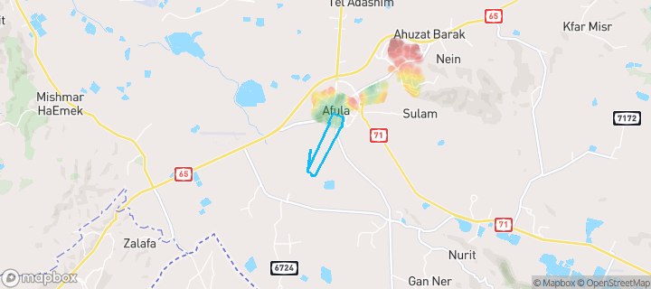 מפת חום של מחירי הנדל"ן בשכונת דרום מערב 3, עפולה — אזורים יקרים בגווני חם, אזורים זולים בגווני קר