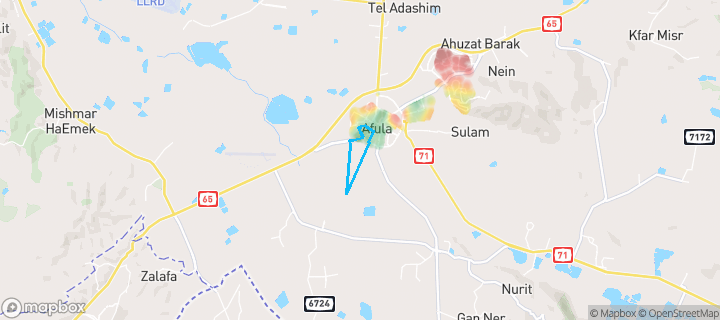 מפת חום של מחירי הנדל"ן בשכונת דרום מערב 4, עפולה — אזורים יקרים בגווני חם, אזורים זולים בגווני קר