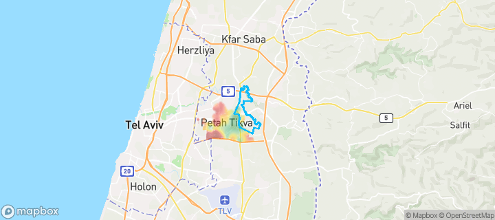 מפת חום של מחירי הנדל"ן בשכונת יוספטל, פתח תקווה — אזורים יקרים בגווני חם, אזורים זולים בגווני קר