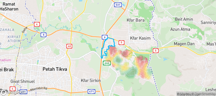 מפת חום של מחירי הנדל"ן בשכונת נופרים, ראש העין — אזורים יקרים בגווני חם, אזורים זולים בגווני קר