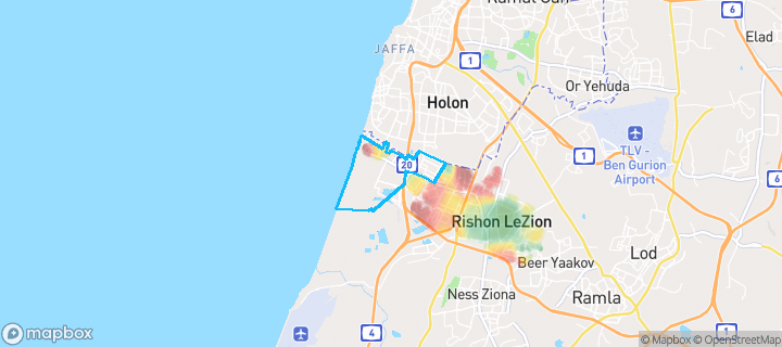 מפת חום של מחירי הנדל"ן בשכונת נווה חוף, ראשון לציון — אזורים יקרים בגווני חם, אזורים זולים בגווני קר