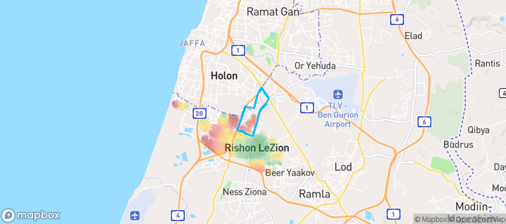 מפת חום של מחירי הנדל"ן בשכונת נחלת יהודה, ראשון לציון — אזורים יקרים בגווני חם, אזורים זולים בגווני קר