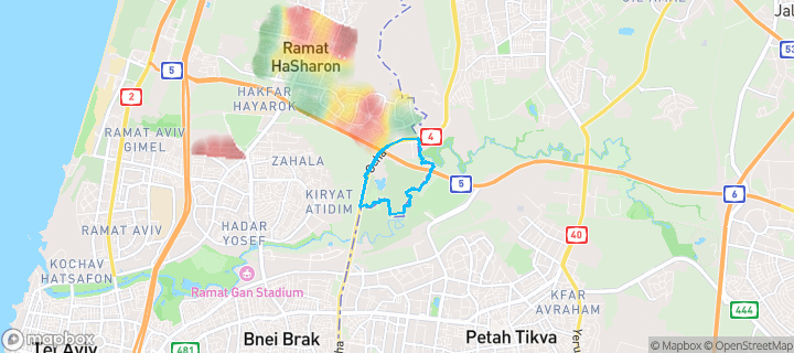 מפת חום של מחירי הנדל"ן בשכונת אזור תעשייה, רמת השרון — אזורים יקרים בגווני חם, אזורים זולים בגווני קר