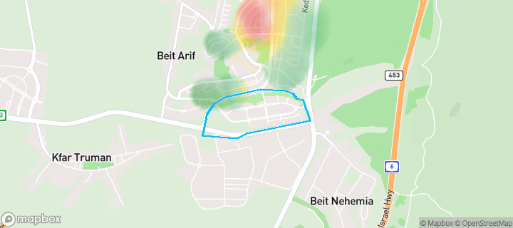מפת חום של מחירי הנדל"ן בשכונת דרום 2, שהם — אזורים יקרים בגווני חם, אזורים זולים בגווני קר