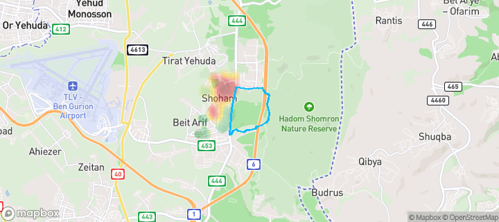 מפת חום של מחירי הנדל"ן בשכונת מזרח, שהם — אזורים יקרים בגווני חם, אזורים זולים בגווני קר