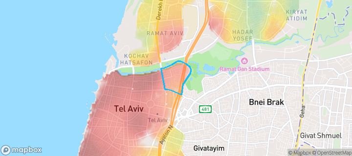 מפת חום של מחירי הנדל"ן בשכונת בבלי, תל אביב יפו — אזורים יקרים בגווני חם, אזורים זולים בגווני קר