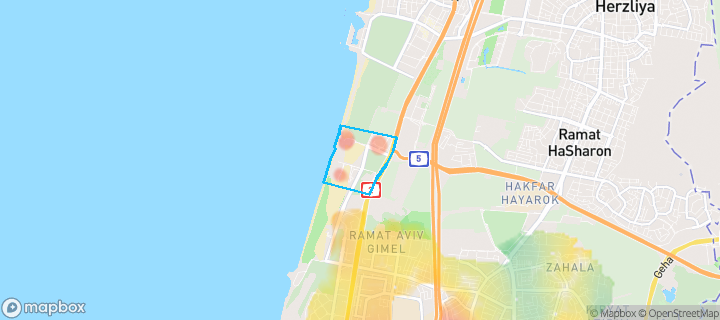 מפת חום של מחירי הנדל"ן בשכונת גלילות, תל אביב יפו — אזורים יקרים בגווני חם, אזורים זולים בגווני קר