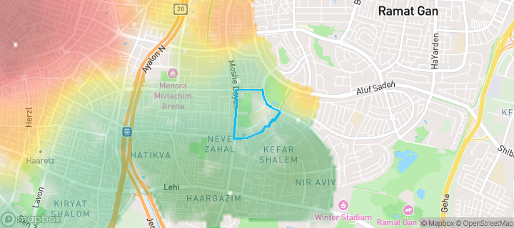 מפת חום של מחירי הנדל"ן בשכונת אורות, תל אביב - יפו — אזורים יקרים בגווני חם, אזורים זולים בגווני קר