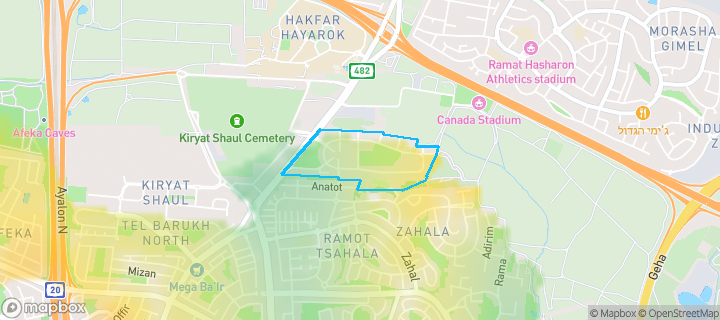 מפת חום של מחירי הנדל"ן בשכונת המשתלה, תל אביב - יפו — אזורים יקרים בגווני חם, אזורים זולים בגווני קר