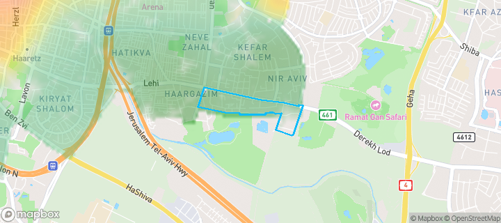 מפת חום של מחירי הנדל"ן בשכונת לבנה,ידידיה, תל אביב - יפו — אזורים יקרים בגווני חם, אזורים זולים בגווני קר
