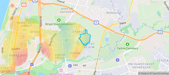 מפת חום של מחירי הנדל"ן בשכונת נוה שרת, תל אביב - יפו — אזורים יקרים בגווני חם, אזורים זולים בגווני קר