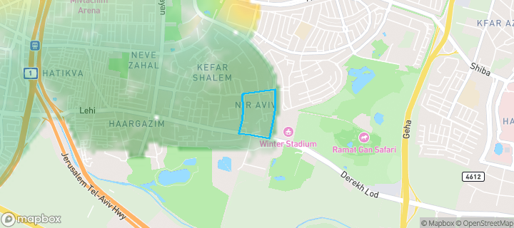 מפת חום של מחירי הנדל"ן בשכונת ניר אביב, תל אביב - יפו — אזורים יקרים בגווני חם, אזורים זולים בגווני קר