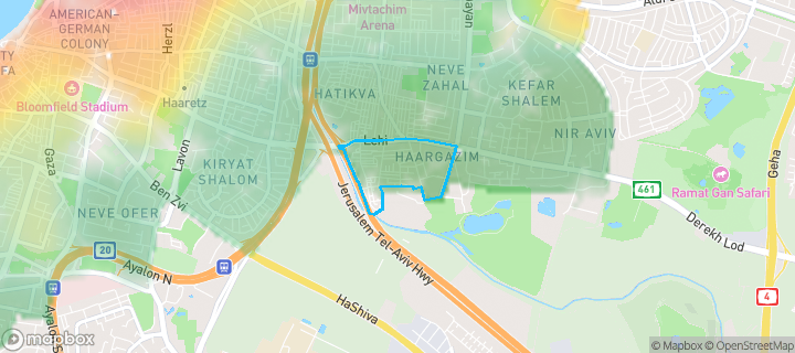 מפת חום של מחירי הנדל"ן בשכונת עזרא והארגזים, תל אביב - יפו — אזורים יקרים בגווני חם, אזורים זולים בגווני קר