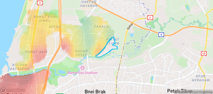 מפת חום של מחירי הנדל"ן בשכונת עתידים, תל אביב - יפו — אזורים יקרים בגווני חם, אזורים זולים בגווני קר